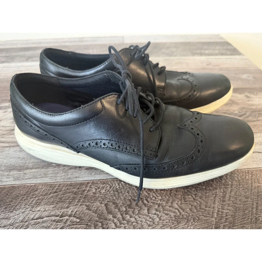 Cole Haan Grand OS Wingtip Oxford Shoes Size 11M Black Leather Brogue Casual